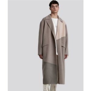 Dept. Anonym Men's Tri-Color Paneled Wool Cashmere Overcoat Trench Coat Size XL